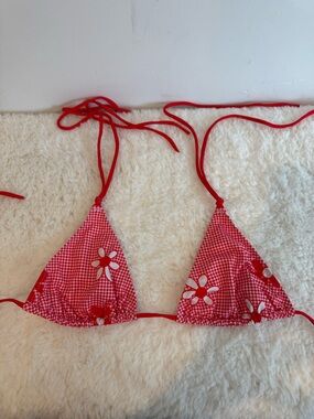 Heavy Manners ‘Little Red' Double String Bikini Top